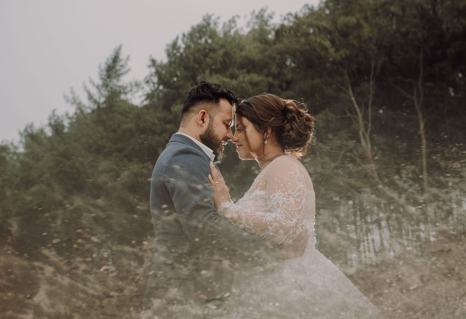 A couple at their wedding