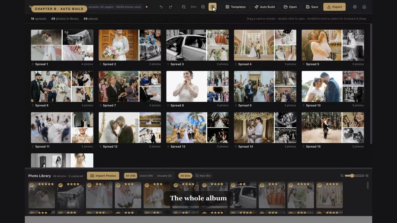Auto-built album with the photo library